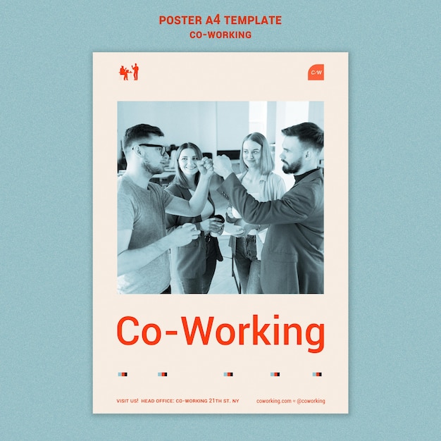 Free PSD co-working horizontal print template