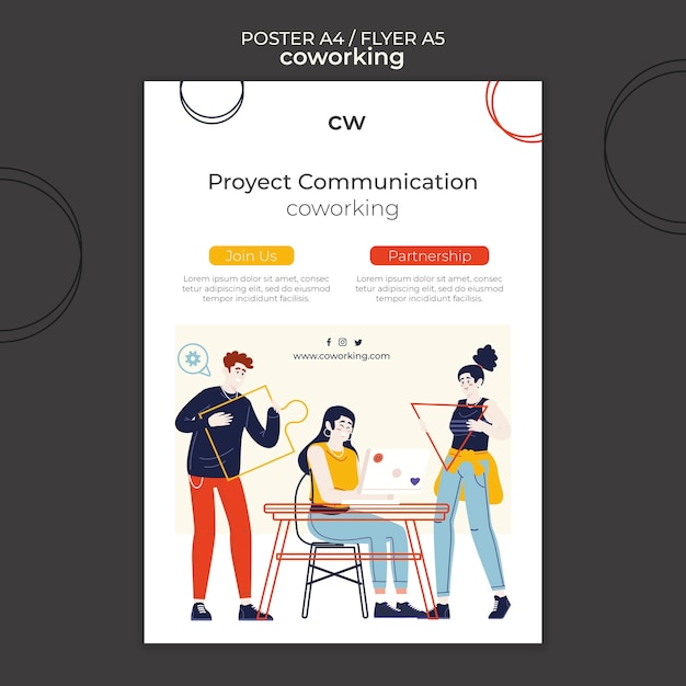 Free PSD co-working horizontal print template