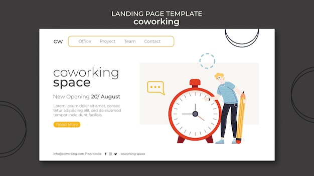 Free PSD co-working landing page template