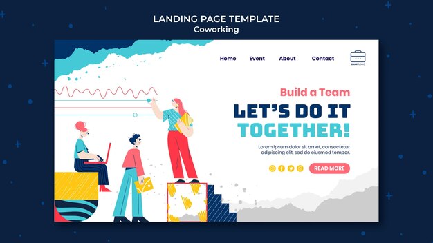 Co-working web template illustrated