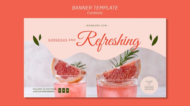 Free PSD cocktail concept banner template