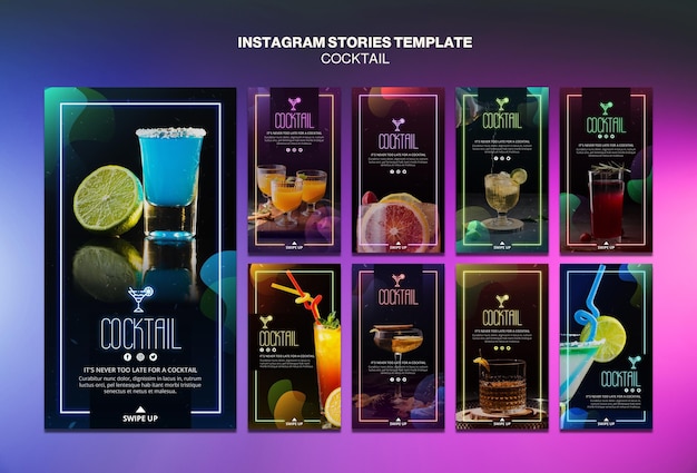 Free PSD cocktail concept instagram stories template