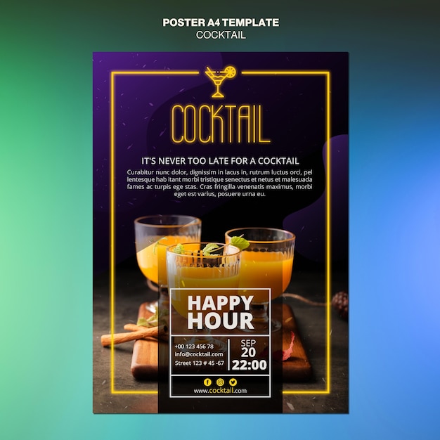 Cocktail concept poster template