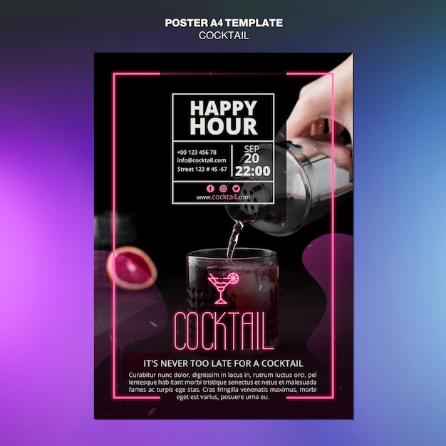 Free PSD cocktail concept poster template