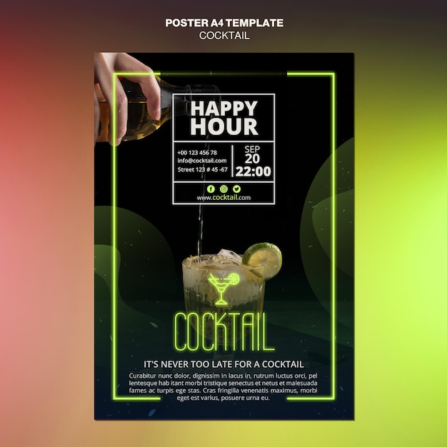 Cocktail concept poster template