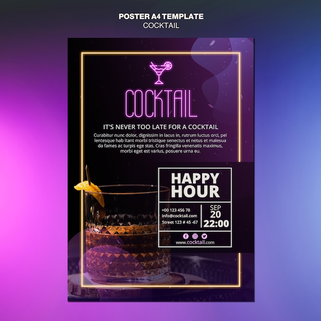 Cocktail concept poster template