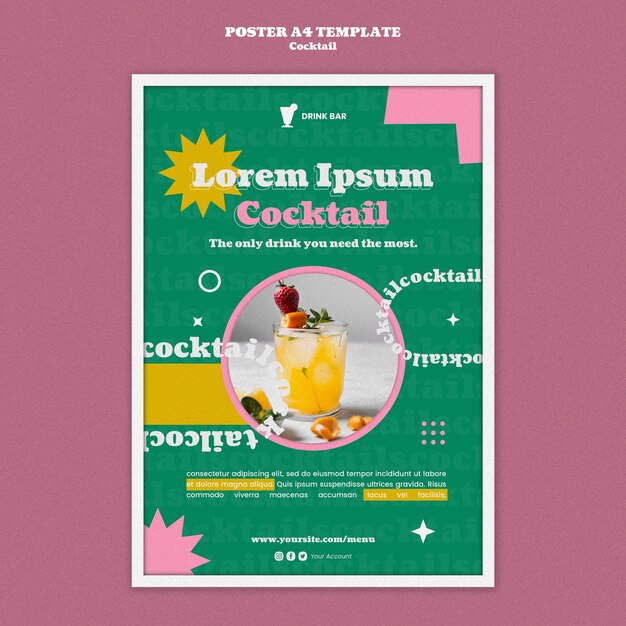 Free PSD cocktail menu poster template design