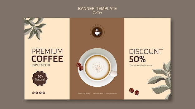 Coffee banner template with discount