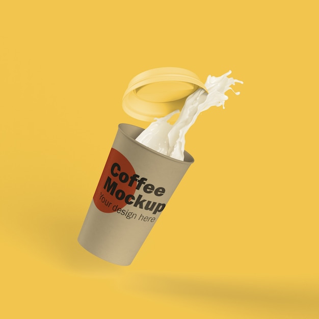 Free PSD coffee cap with milk