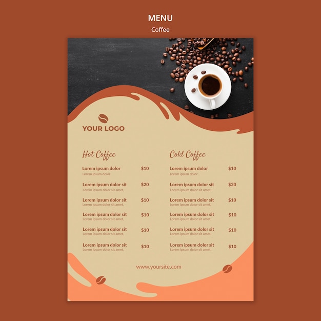 Free PSD coffee concept menu mock-up