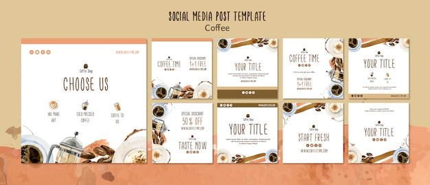 Coffee concept for social media post template