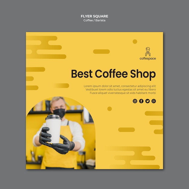 Free PSD coffee concept squared flyer template