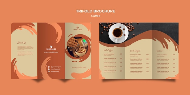 Coffee concept trifold brochure mock-up