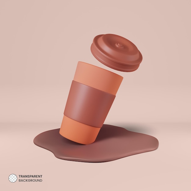 Free PSD coffee cup with straw icon isolated 3d render illustration