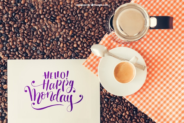 Free PSD coffee decoration with greeting