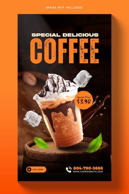 Coffee or milkshake social media post story template