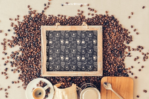 Free PSD coffee mockup with slate