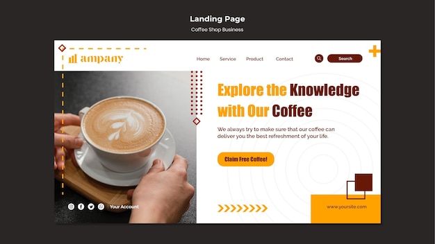 Coffee shop business landing page design template