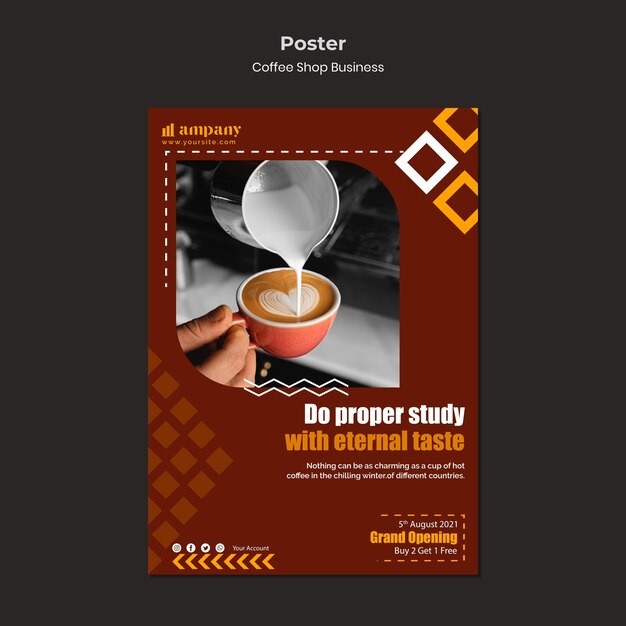 Coffee shop business poster design template