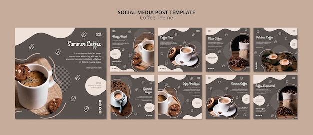 Free PSD coffee shop concept social media post template