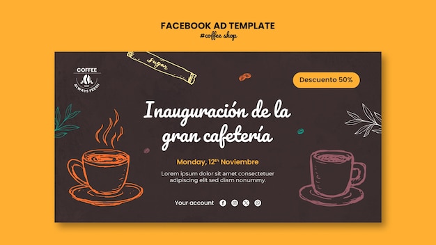 Free PSD coffee shop facebook template