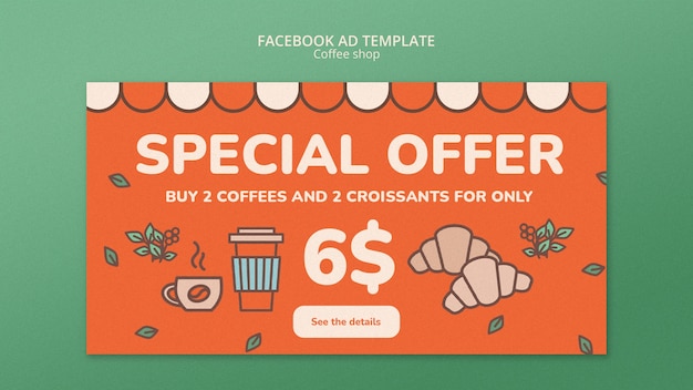 Free PSD coffee shop facebook template