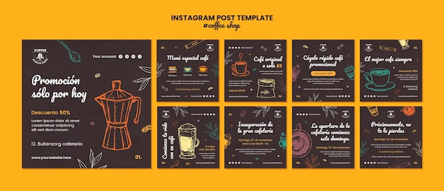 Free PSD coffee shop  instagram posts template