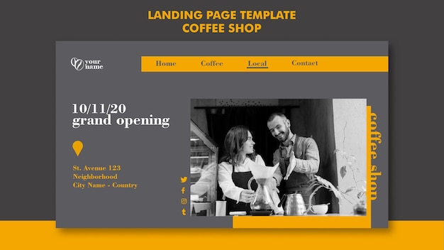 Free PSD coffee shop landing page concept