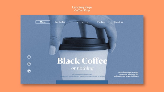 Free PSD coffee shop landing page template