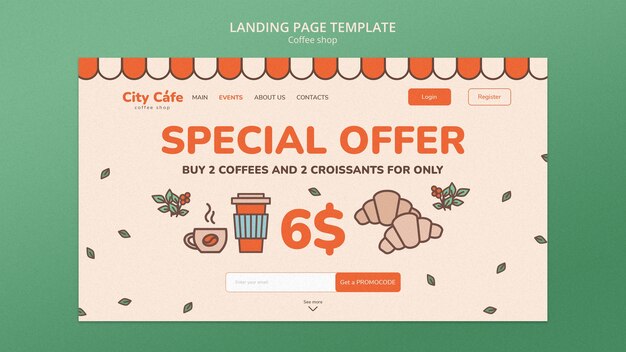 Coffee shop landing page template