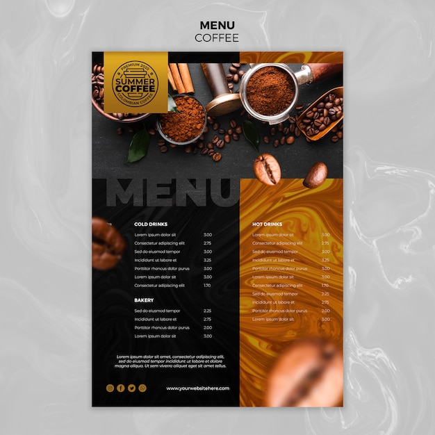 Free PSD coffee shop menu template