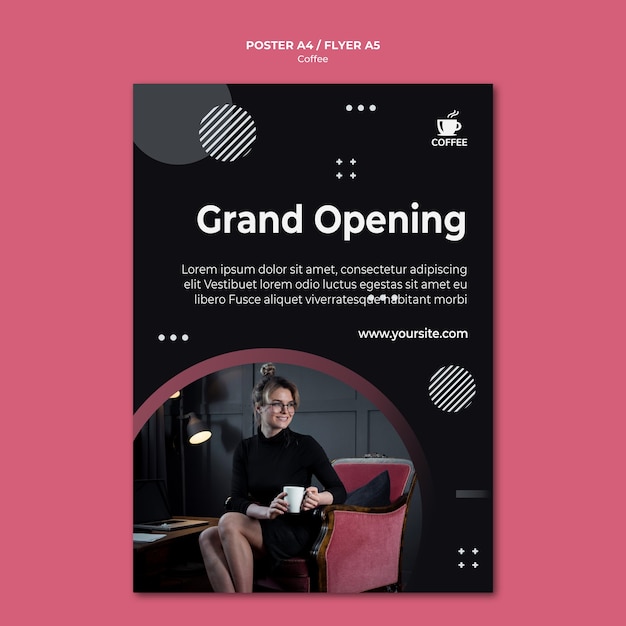 Free PSD coffee shop opening poster design