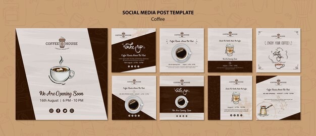 Coffee shop social media posts template