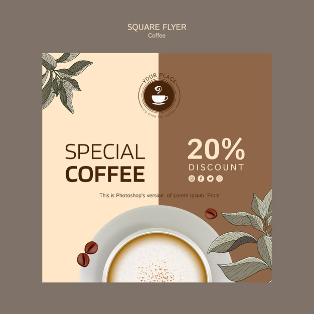 Coffee square flyer template