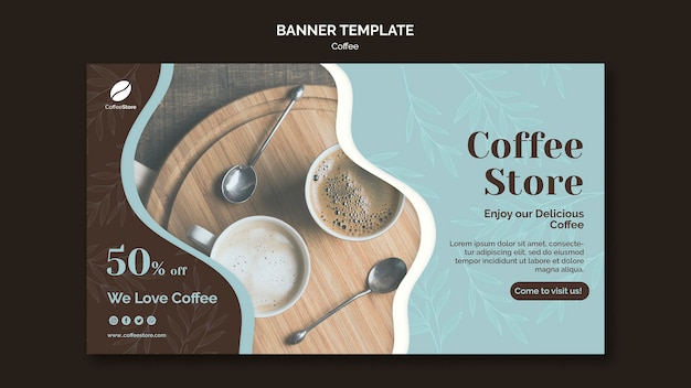 Free PSD coffee store banner template