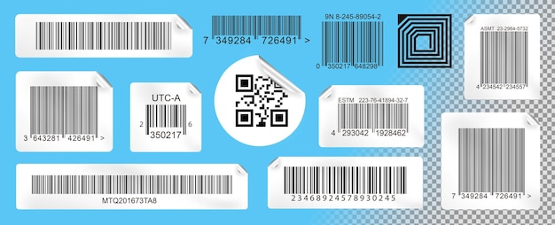 Free PSD collection of barcode stickers with barcode on a gradient background