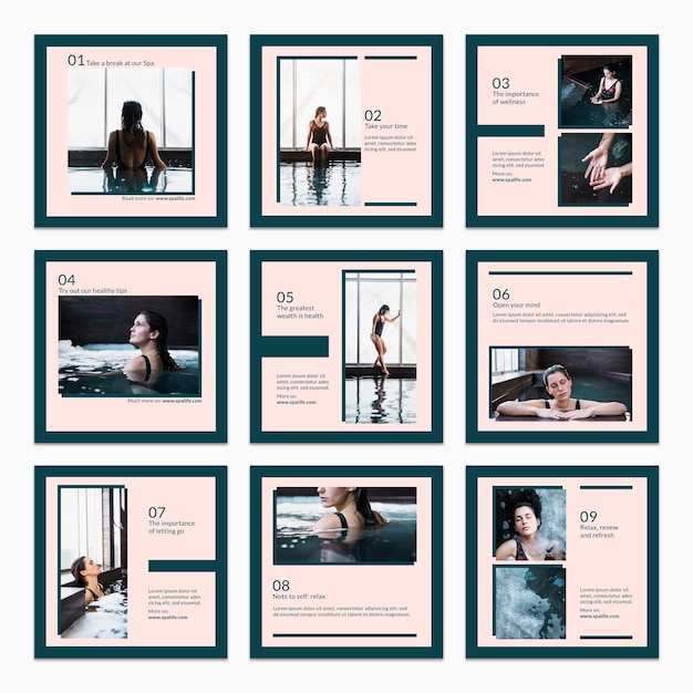 Free PSD collection of card template with spa concept