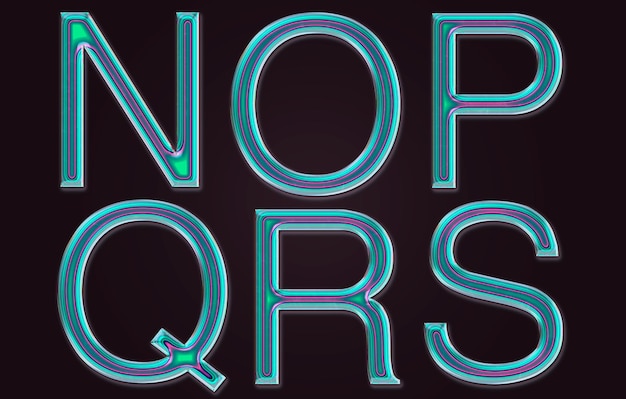 Free PSD collection of holographic style numbers n to s