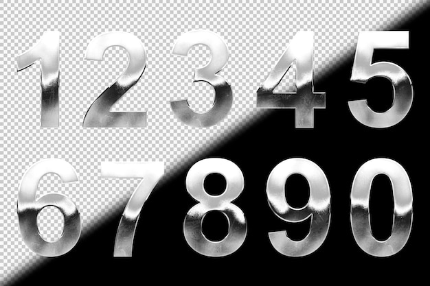 Free PSD collection of silver numbers