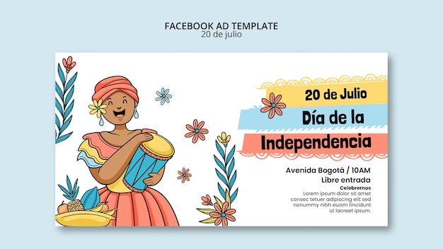 Free PSD colombia independence day facebook template