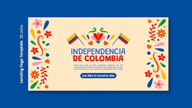 Free PSD colombia independence day landing page template