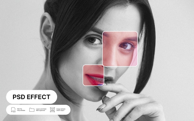 Free PSD color cut in black and white photo effect