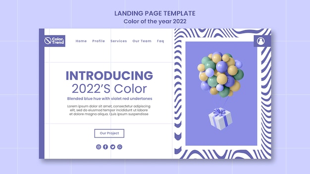 Free PSD color of the year 2022 landing page template