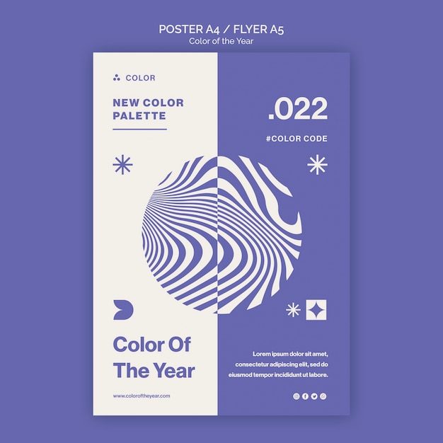 Free PSD color of the year 2022 poster or flyer template