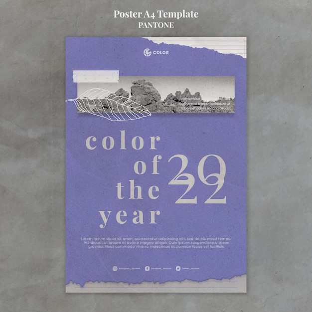 Free PSD color of the year 2022 poster template