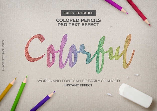 Colored pencils text effect