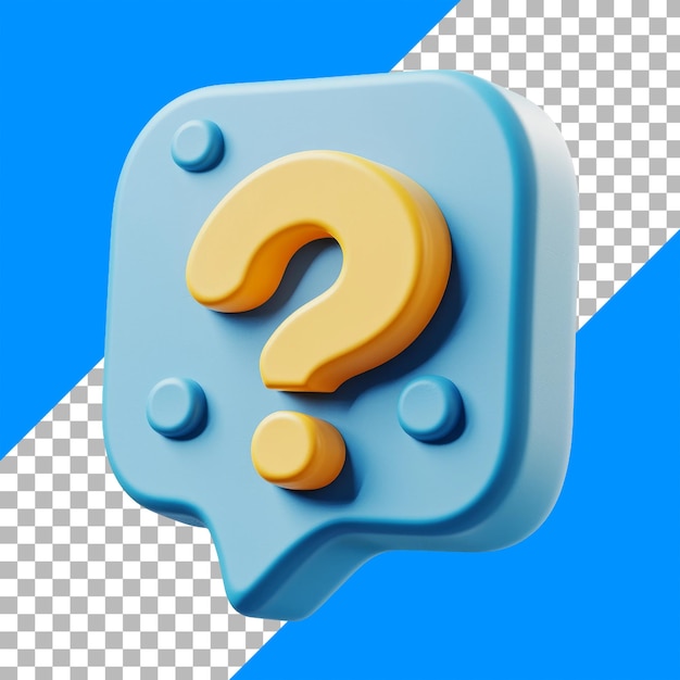 Free PSD colorful 3d question mark icon on blue and transparent background