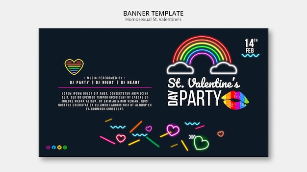 Free PSD colorful banner for st. valentine's lgbt party