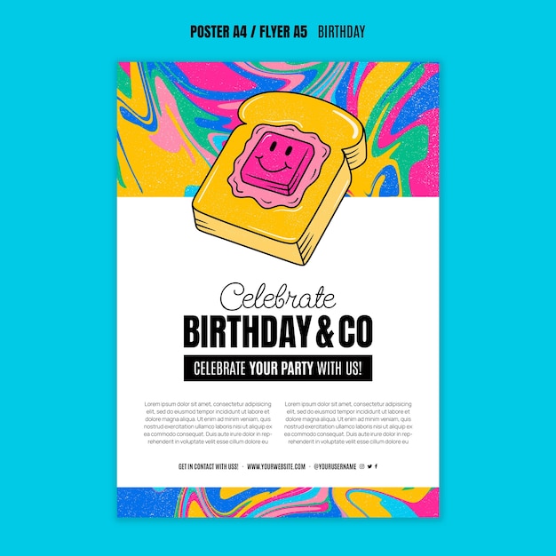 Free PSD colorful birthday celebration flyer