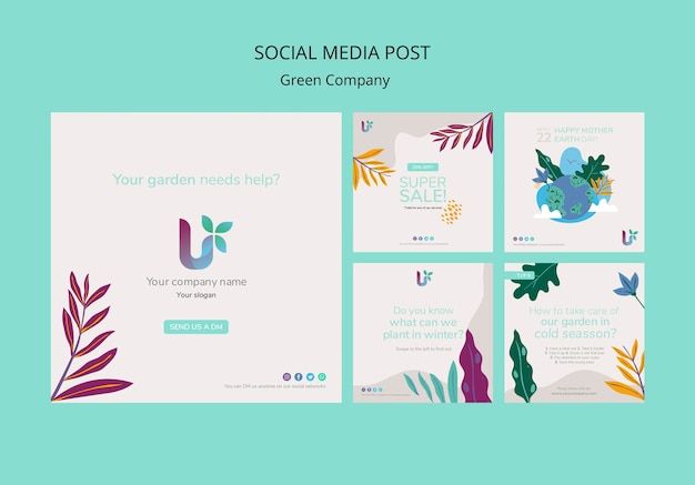 Free PSD colorful business social media post concept template